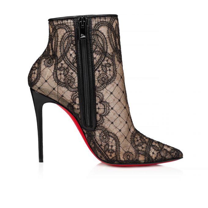 Christian Louboutin Gipsybootie 100 Version Spitze Bootie Stiefel Damen Schwarz | AT-12309