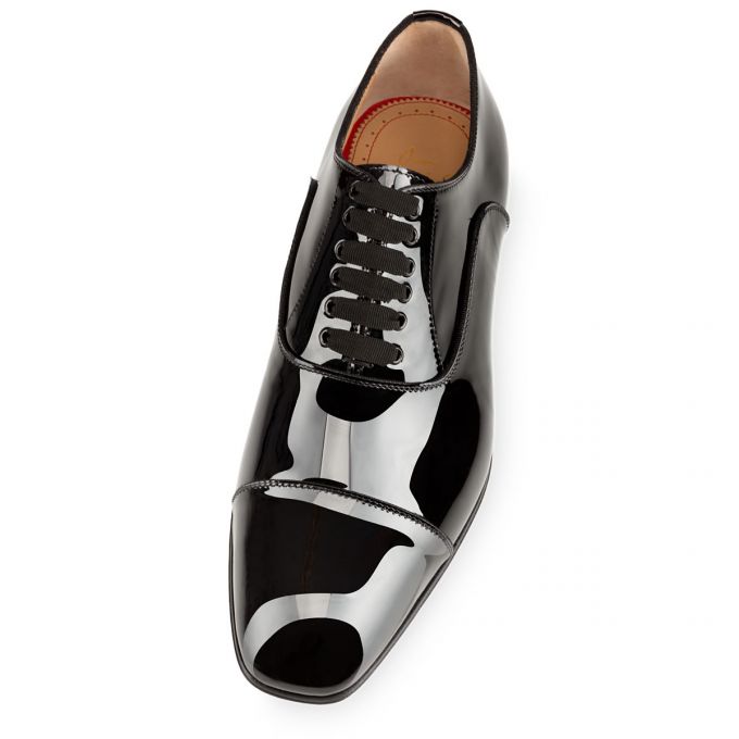 Christian Louboutin Greggo 000 Lack Oxford Oxfords Schuhe Herren Schwarz | AT-61772