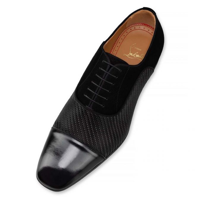 Christian Louboutin Greggo Baumwoll Oxford Oxfords Schuhe Herren Schwarz | AT-85786