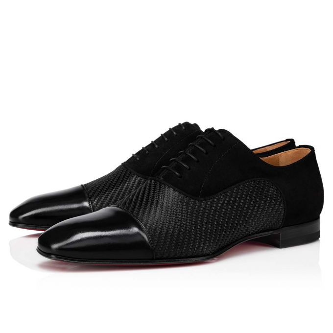 Christian Louboutin Greggo Baumwoll Oxford Oxfords Schuhe Herren Schwarz | AT-85786