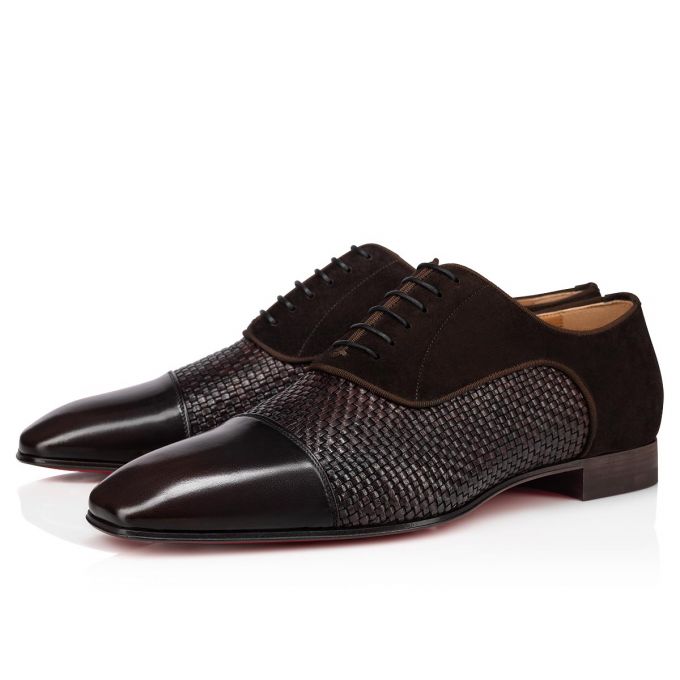 Christian Louboutin Greggo Dark Creative Leder Oxford Oxfords Schuhe Herren Dunkelbraun | AT-29758