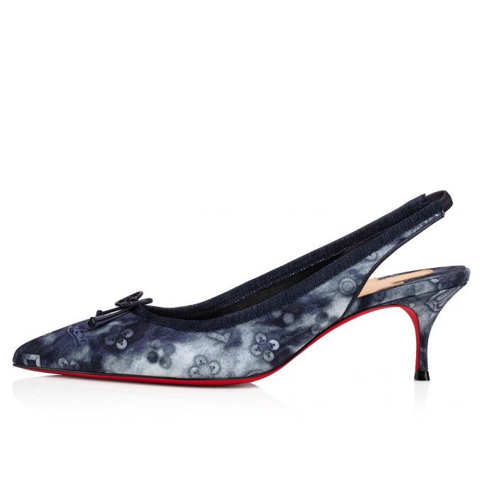 Christian Louboutin Hall Sling Pump 55 Baumwoll Pumps Pumps Damen Mehrfarbig Blau | AT-26494