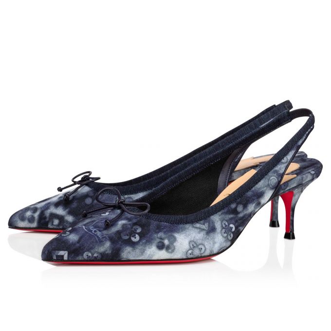 Christian Louboutin Hall Sling Pump 55 Baumwoll Pumps Pumps Damen Mehrfarbig Blau | AT-26494