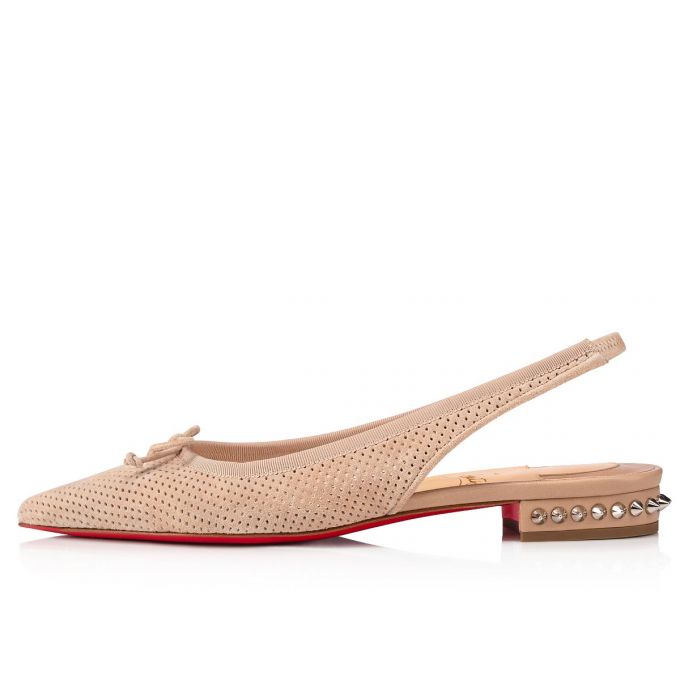 Christian Louboutin Hall Sling Veau Velours Sandals Sandalen Damen Beige | AT-50651