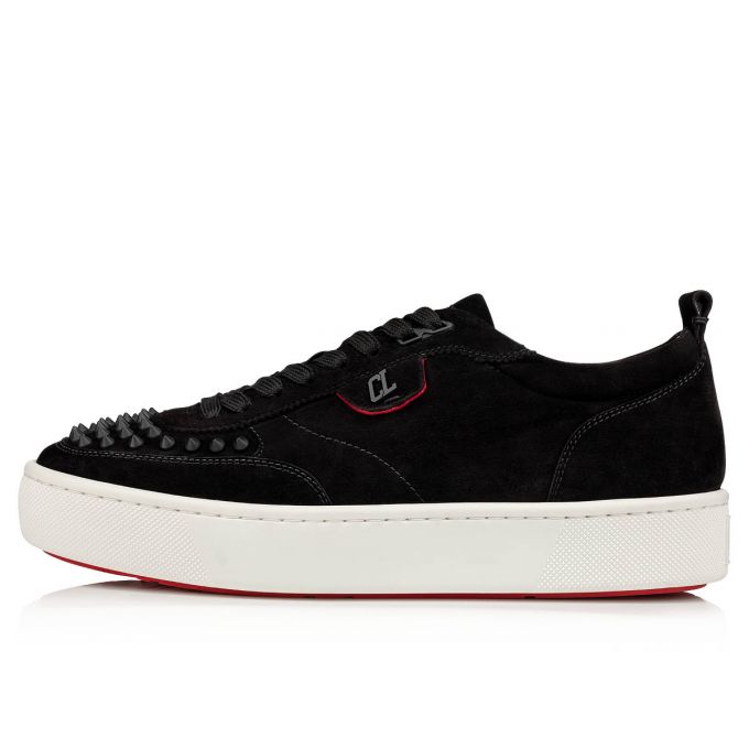 Christian Louboutin Happyrui Spikes 000 Mat Veau Velours Sneakers Sneakers Herren Schwarz | AT-80010