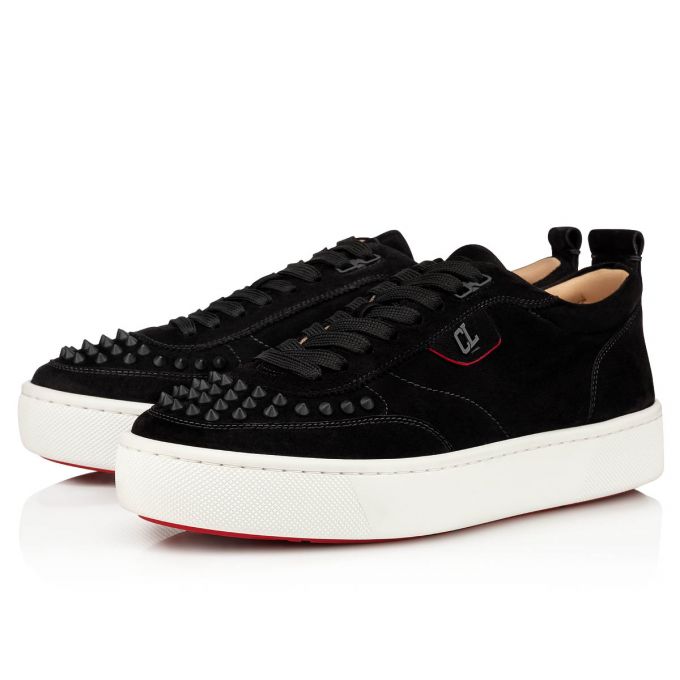 Christian Louboutin Happyrui Spikes 000 Mat Veau Velours Sneakers Sneakers Herren Schwarz | AT-80010