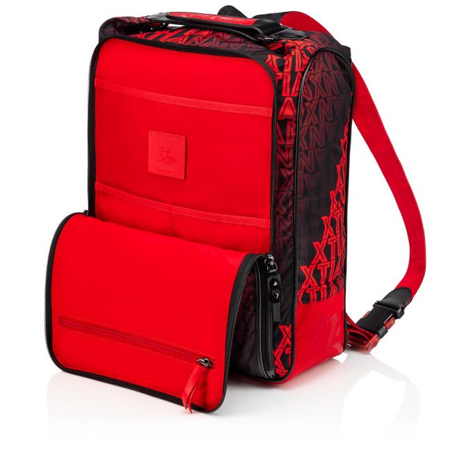 Christian Louboutin Hop'N Zip Creative Fabric Backpack Rucksäcke Herren Schwarz Rot | AT-05585