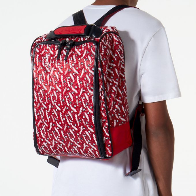 Christian Louboutin Hop'N Zip Creative Fabric Backpack Rucksäcke Herren Rot Schwarz | AT-85666