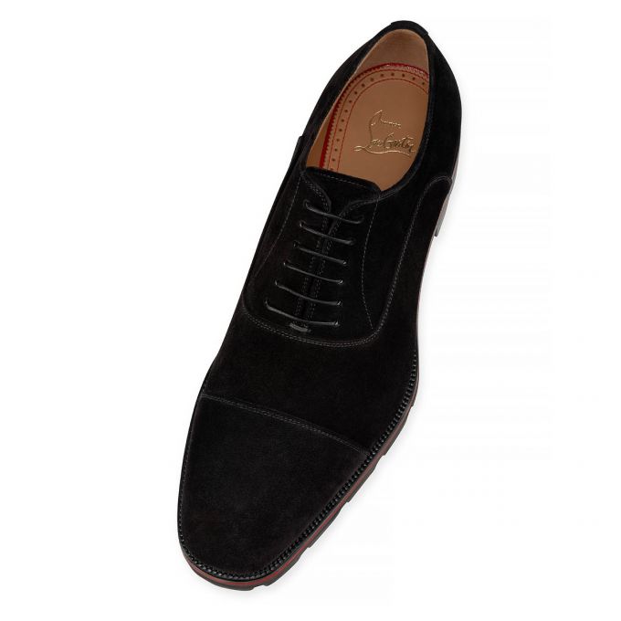 Christian Louboutin Hubertus 000 Veau Velours Oxford Oxfords Schuhe Herren Schwarz | AT-81622