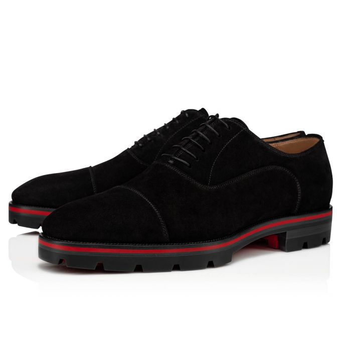 Christian Louboutin Hubertus 000 Veau Velours Oxford Oxfords Schuhe Herren Schwarz | AT-81622