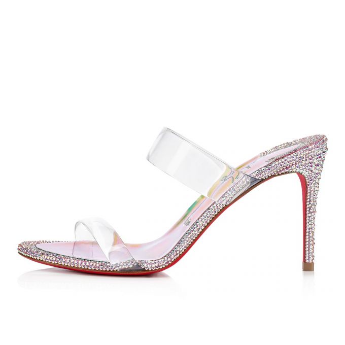 Christian Louboutin Just Strass 85 Wildleder Mules Mules Damen Rosa Mehrfarbig | AT-28972