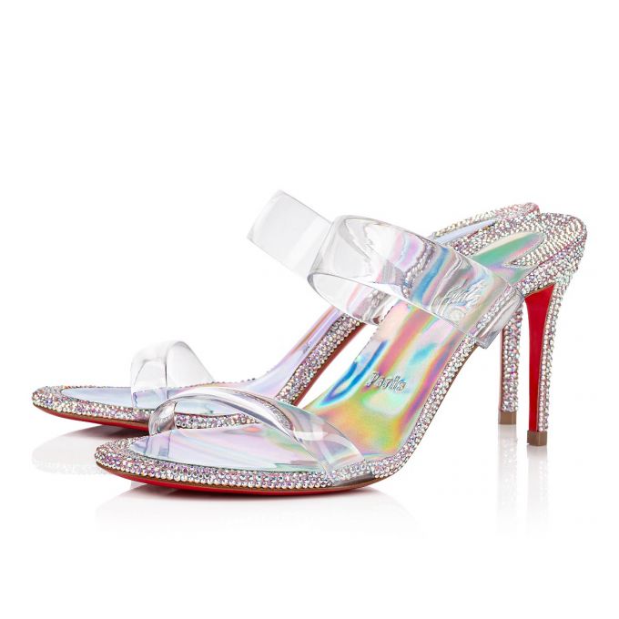 Christian Louboutin Just Strass 85 Wildleder Mules Mules Damen Rosa Mehrfarbig | AT-28972