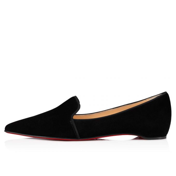 Christian Louboutin Kashasha Veau Velours Flats Flats Damen Schwarz | AT-19162