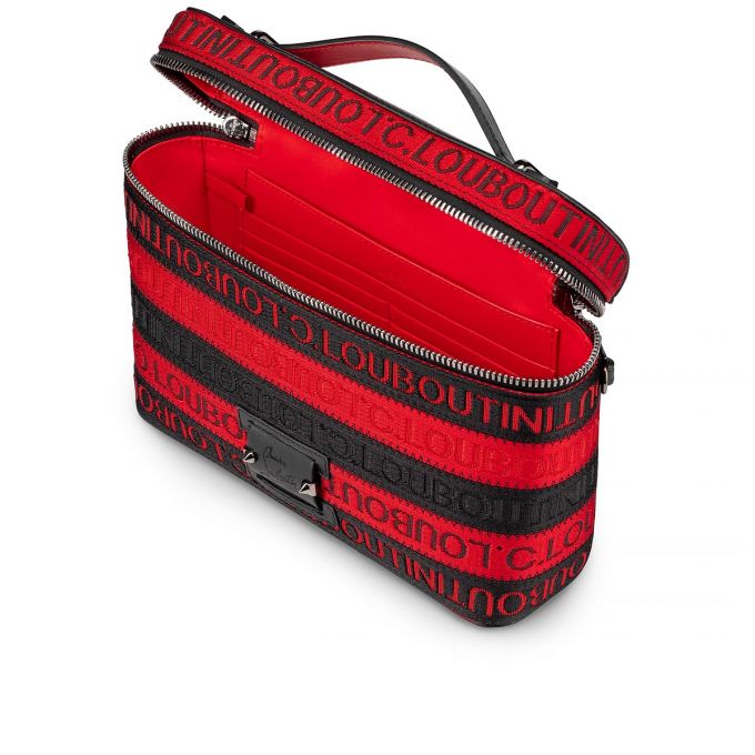 Christian Louboutin Kypipouch Cl Riemen Creative Fabric Messenger Bags Kuriertaschen Herren Schwarz Rot | AT-37849