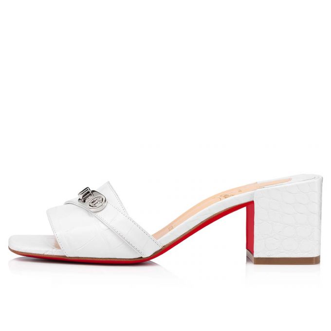 Christian Louboutin Lock Art 55 Calf Mules Mules Damen Weiß | AT-36082