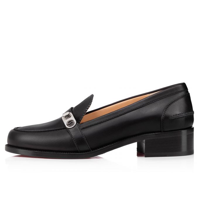 Christian Louboutin Lock Me Moc Calf Flats Flats Damen Schwarz | AT-05087