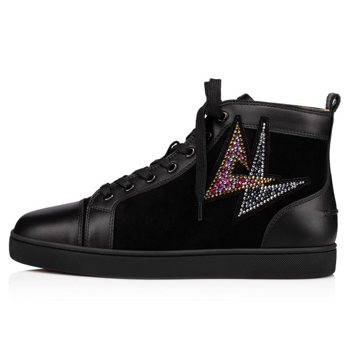 Christian Louboutin Lou Oui Veau Velours Sneakers Sneakers Herren Schwarz | AT-47438