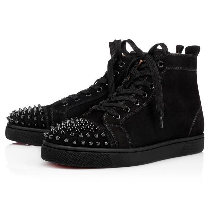 Christian Louboutin Lou Spikes 000 Wildleder Sneakers Sneakers Herren Schwarz | AT-82139