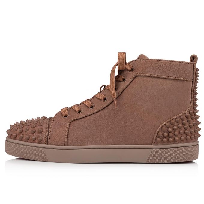 Christian Louboutin Lou Spikes 2 000 Mat Veau Velours Sneakers Sneakers Herren Braun | AT-74279