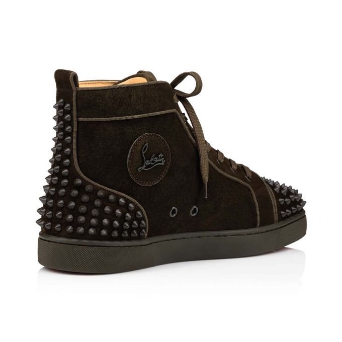 Christian Louboutin Lou Spikes 2 000 Mat Veau Velours Sneakers Sneakers Herren Schokolade | AT-88162