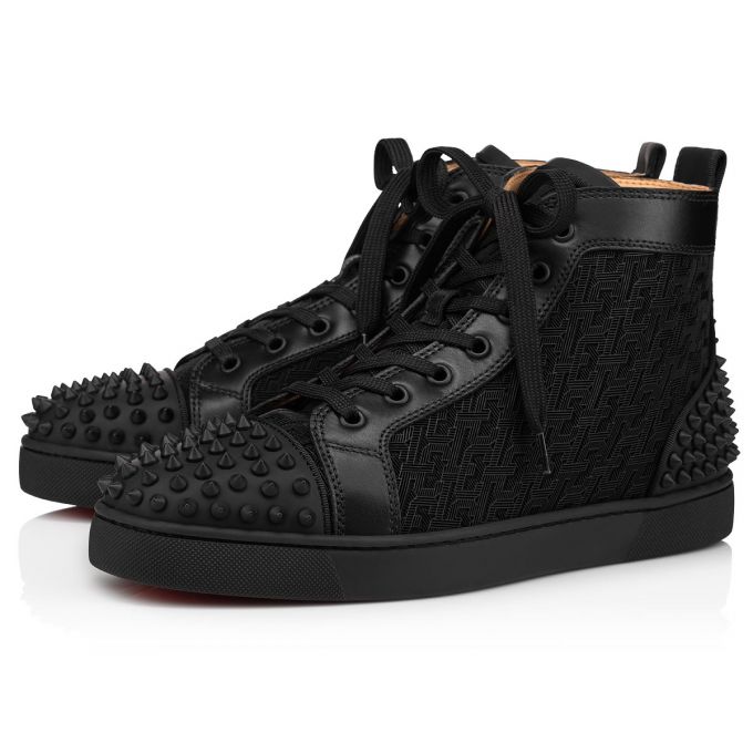 Christian Louboutin Lou Spikes 2 Baumwoll Sneakers Sneakers Herren Schwarz | AT-69536