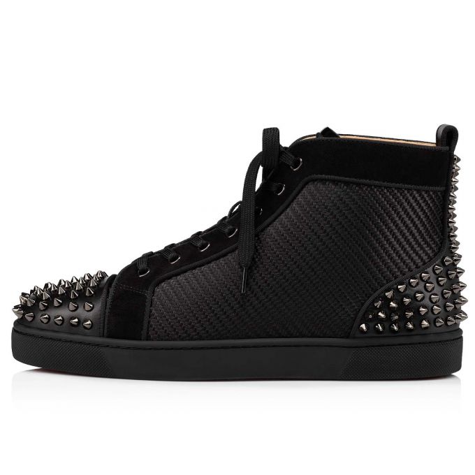 Christian Louboutin Lou Spikes 2 Baumwoll Sneakers Sneakers Herren Schwarz | AT-96137