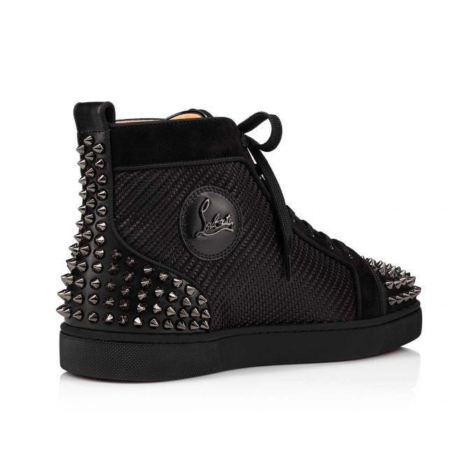 Christian Louboutin Lou Spikes 2 Baumwoll Sneakers Sneakers Herren Schwarz | AT-96137