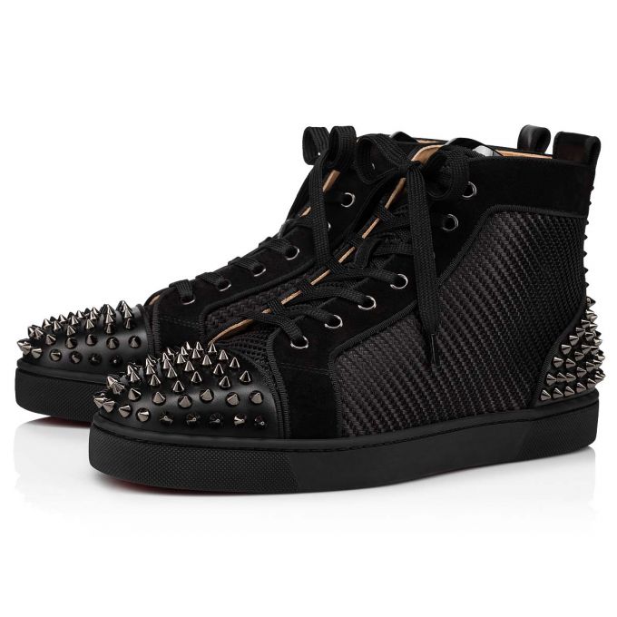 Christian Louboutin Lou Spikes 2 Baumwoll Sneakers Sneakers Herren Schwarz | AT-96137