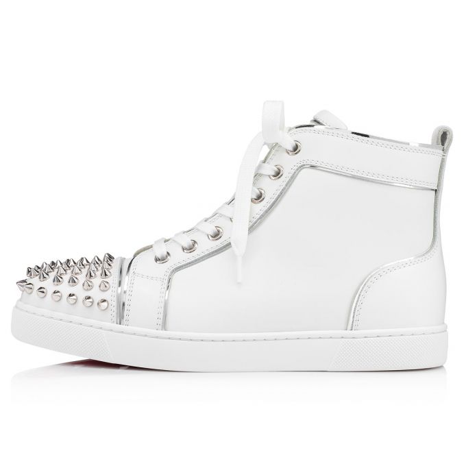 Christian Louboutin Lou Spikes Calf Sneakers Sneakers Damen Weiß Silber | AT-43419