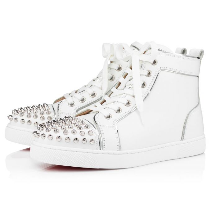 Christian Louboutin Lou Spikes Calf Sneakers Sneakers Damen Weiß Silber | AT-43419