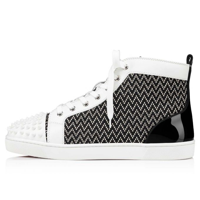 Christian Louboutin Lou Spikes Orlato Baumwoll Sneakers Sneakers Herren Weiß Schwarz | AT-31353