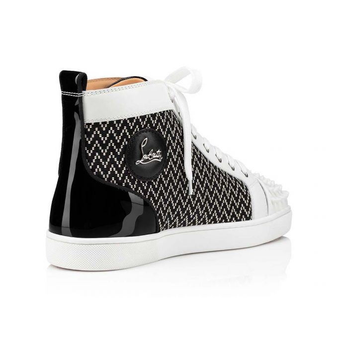 Christian Louboutin Lou Spikes Orlato Baumwoll Sneakers Sneakers Herren Weiß Schwarz | AT-31353