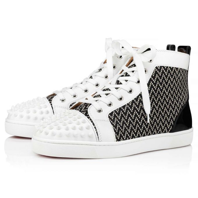 Christian Louboutin Lou Spikes Orlato Baumwoll Sneakers Sneakers Herren Weiß Schwarz | AT-31353