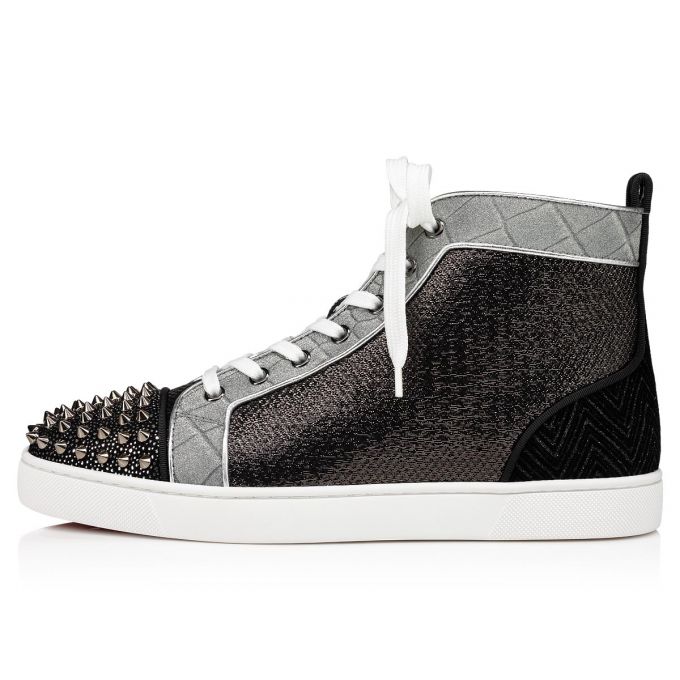 Christian Louboutin Lou Spikes Orlato Creative Fabric Sneakers Sneakers Herren Schwarz Silber | AT-35857