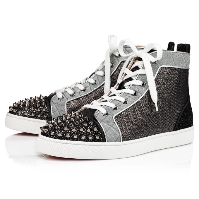 Christian Louboutin Lou Spikes Orlato Creative Fabric Sneakers Sneakers Herren Schwarz Silber | AT-35857