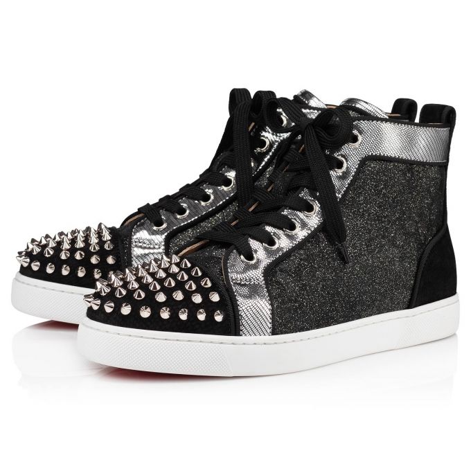 Christian Louboutin Lou Spikes Orlato Version Veau Velours Sneakers Sneakers Damen Schwarz | AT-14070