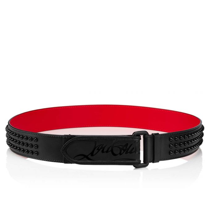 Christian Louboutin Loubi Belt Calfskin Belts Gürtel Herren Schwarz | AT-09832