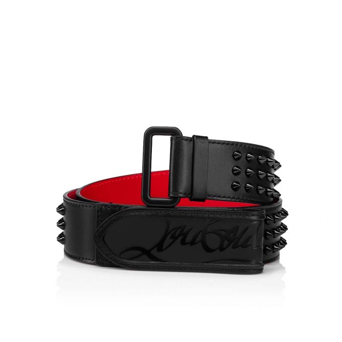 Christian Louboutin Loubi Belt Calfskin Belts Gürtel Herren Schwarz | AT-09832