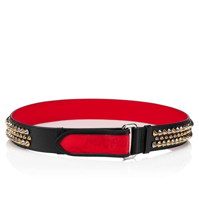 Christian Louboutin Loubi Belt Klassische Leder Belts Gürtel Herren Schwarz Rot Mehrfarbig | AT-55635