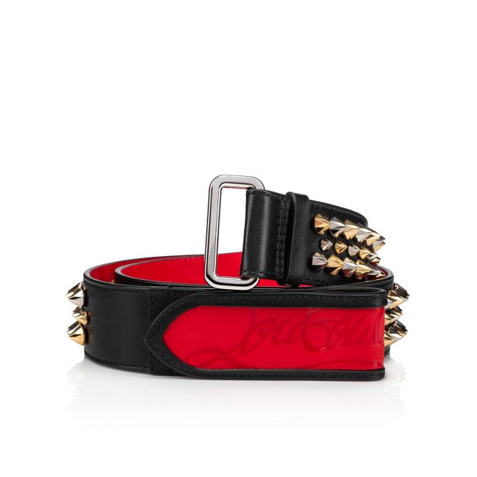 Christian Louboutin Loubi Belt Klassische Leder Belts Gürtel Herren Schwarz Rot Mehrfarbig | AT-55635