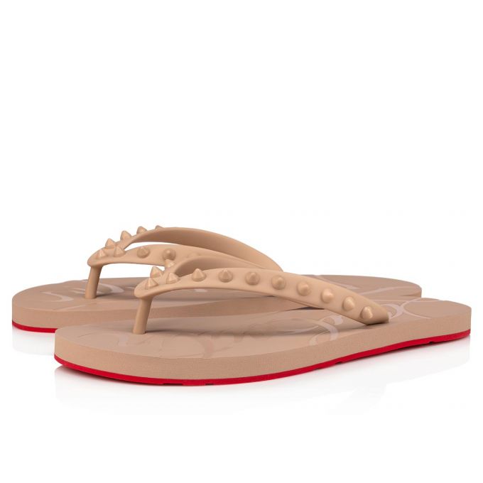 Christian Louboutin Loubi Flip 1 Plastic Finish Flats Flats Damen Beige | AT-25320