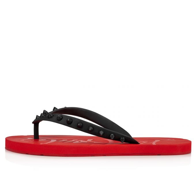 Christian Louboutin Loubi Flip Donn 000 Gomme Flats Flats Damen Schwarz Rot | AT-56772