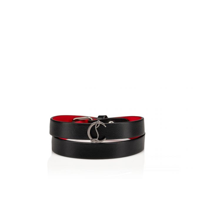 Christian Louboutin Loubilink Logo Bracelet Double Klassische Leder Bracelets Bracelets Damen Schwarz | AT-79676