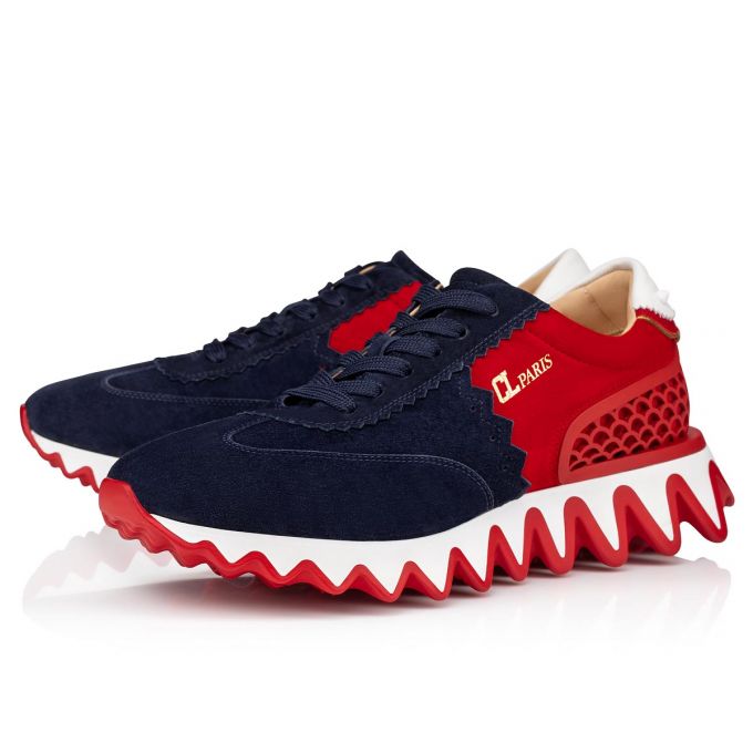 Christian Louboutin Loubishark Version Veau Velours Sneakers Sneakers Herren Tiefesblau Rot | AT-33065