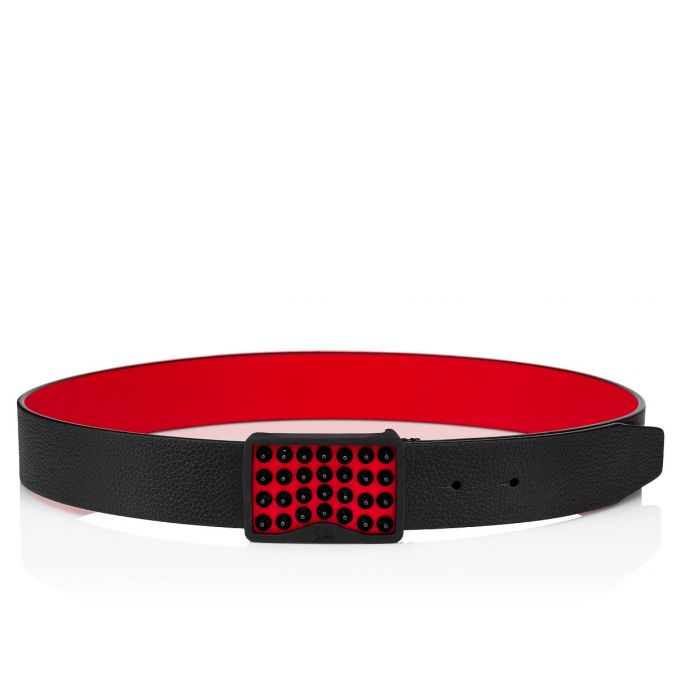 Christian Louboutin Louis Belt Mat Klassische Leder Belts Gürtel Herren Schwarz | AT-73770