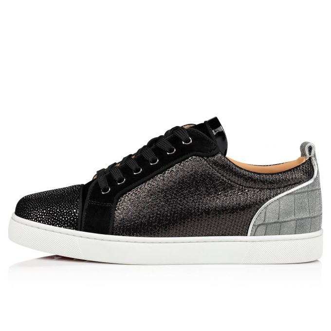 Christian Louboutin Louis Junior Orlato Creative Leder Sneakers Sneakers Herren Schwarz Silber | AT-28073