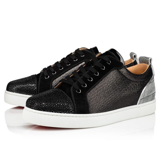 Christian Louboutin Louis Junior Orlato Creative Leder Sneakers Sneakers Herren Schwarz Silber | AT-28073