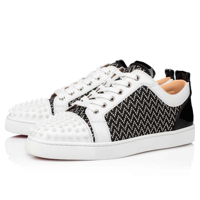 Christian Louboutin Louis Junior Spikes Orlato Baumwoll Sneakers Sneakers Herren Weiß Schwarz | AT-96820