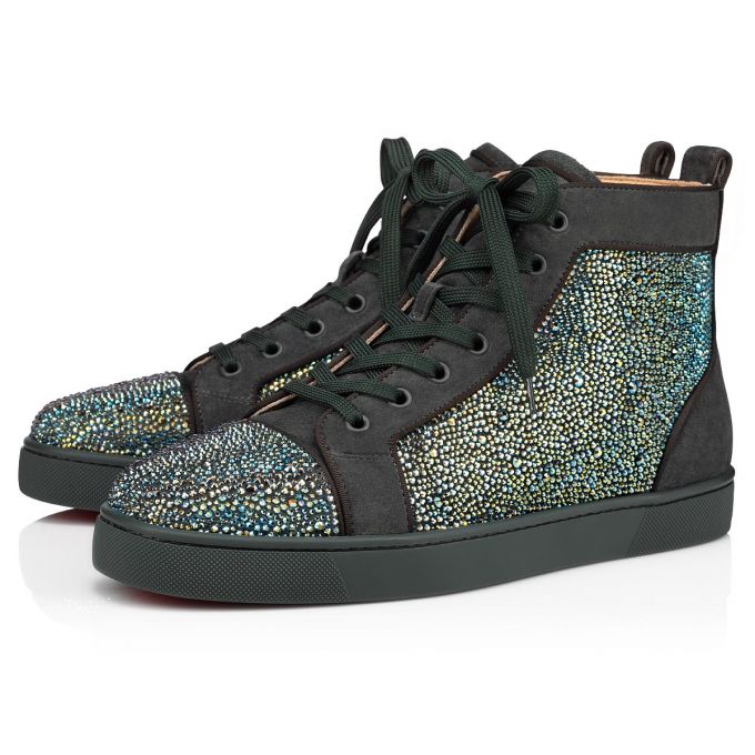 Christian Louboutin Louis Orlato 000 Tsar/Cry Irid Green Strass Sneakers Sneakers Herren Dunkelgrau Mehrfarbig | AT-70271