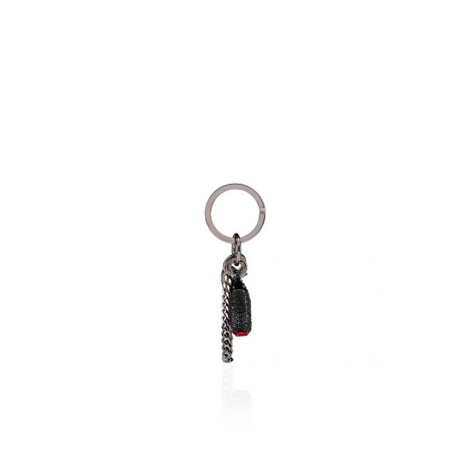 Christian Louboutin M Lauf Metallic Finish Keyrings Schlüsselring Damen Schwarz Rot | AT-34217